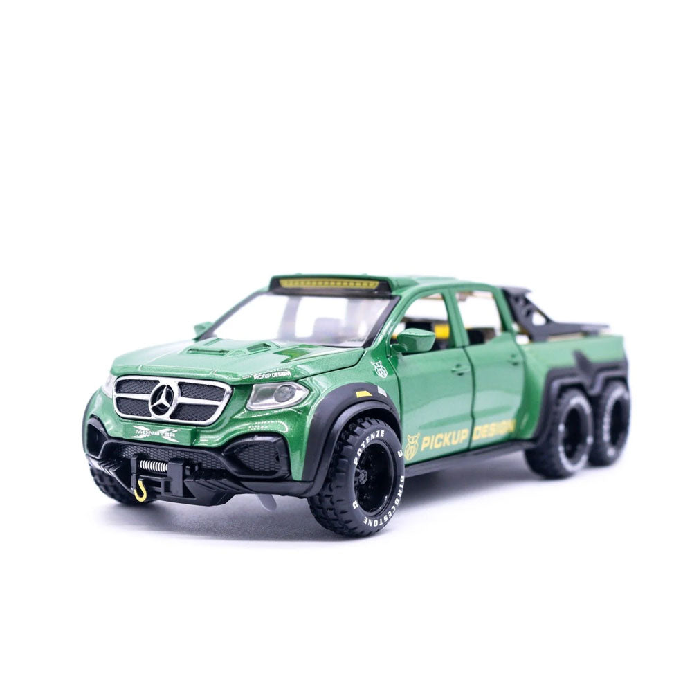 Mercedes X-Class Custom 6x6 em Escala 1/28 (Fundido em Liga de Metal)