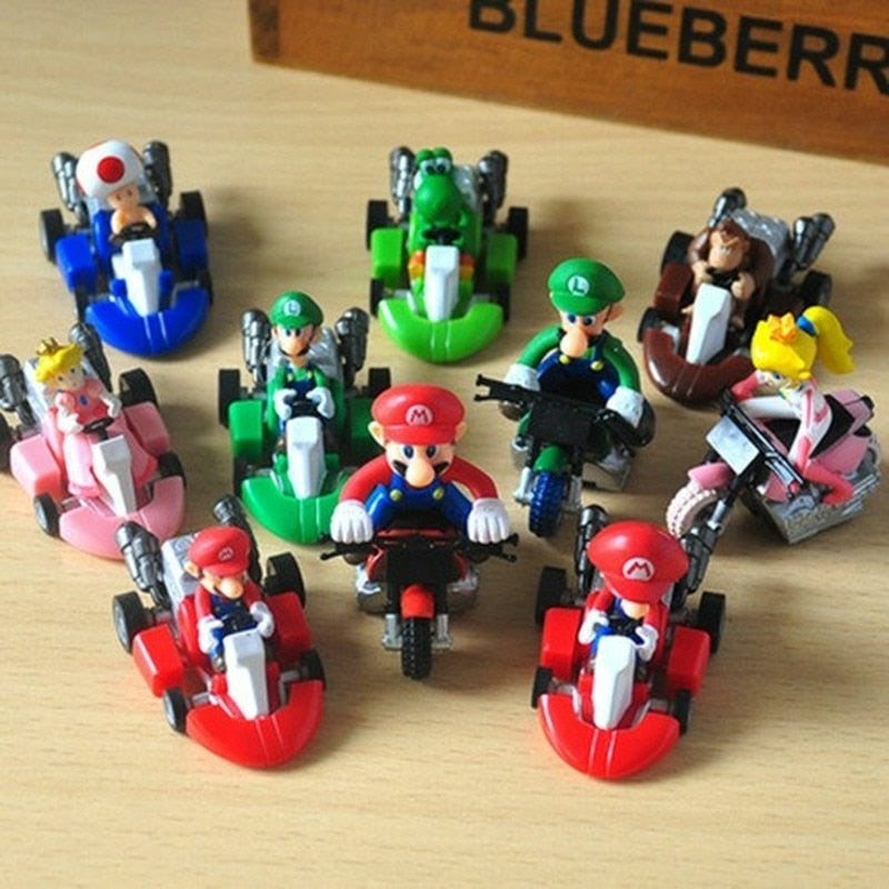 Conjunto 10 Carrinhos Miniaturas Mario Kart | Super Mario Bros