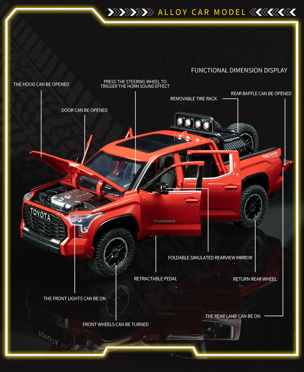 Toyota Tundra em Escala 1/24 (Modelo fundido em Metal)