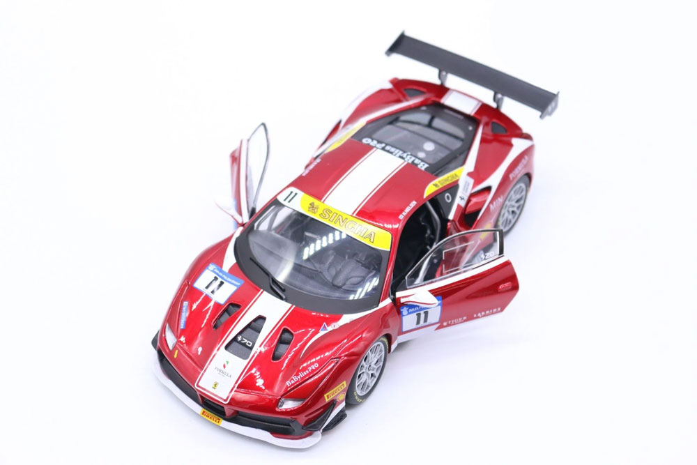 Ferrari 488 Challenge Vermelha em Escala 1/24 (Fundido em Liga de Metal)