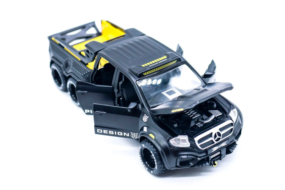 Mercedes X-Class Custom 6x6 em Escala 1/28 (Fundido em Liga de Metal)