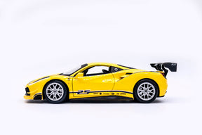 Ferrari 488 Challenge Amarela em Escala 1/24 (Fundido em Liga de Metal)