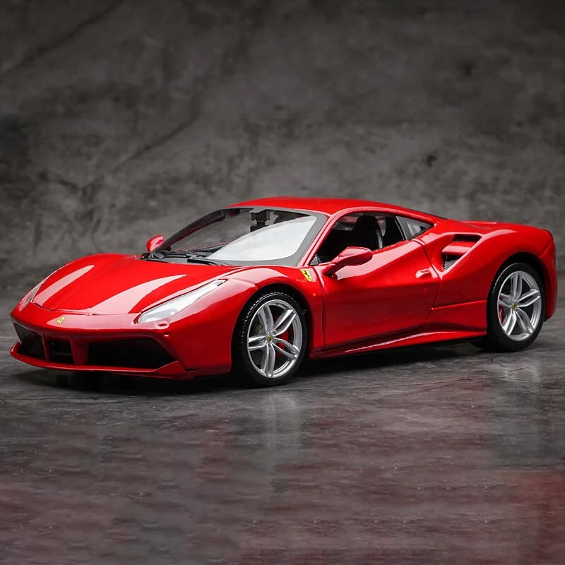 Ferrari 488 GTB em Escala 1/24 (Fundido em Liga de Metal)