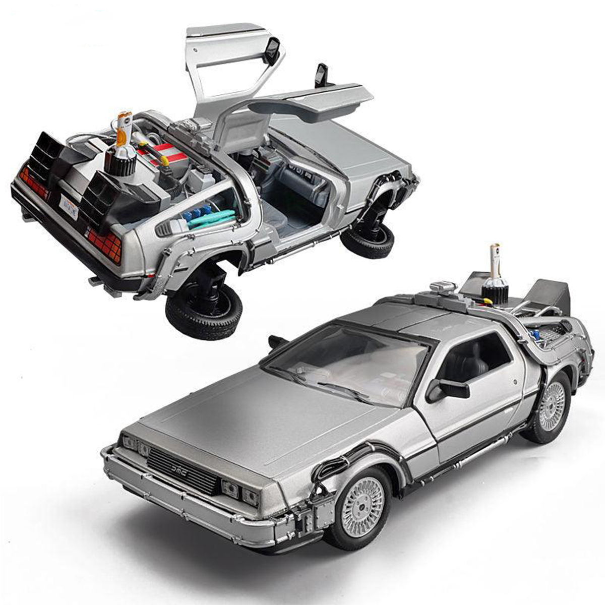 DeLorean Carro De Volta Para o Futuro em Escala 1/24 (Fundido em Liga de Metal)