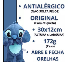 Stitch que Respira: Pelúcia que Mexe as Orelhas e Luz