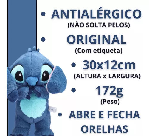 Stitch que Respira: Pelúcia que Mexe as Orelhas e Luz