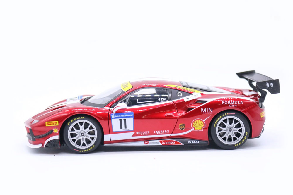 Ferrari 488 Challenge Vermelha em Escala 1/24 (Fundido em Liga de Metal)