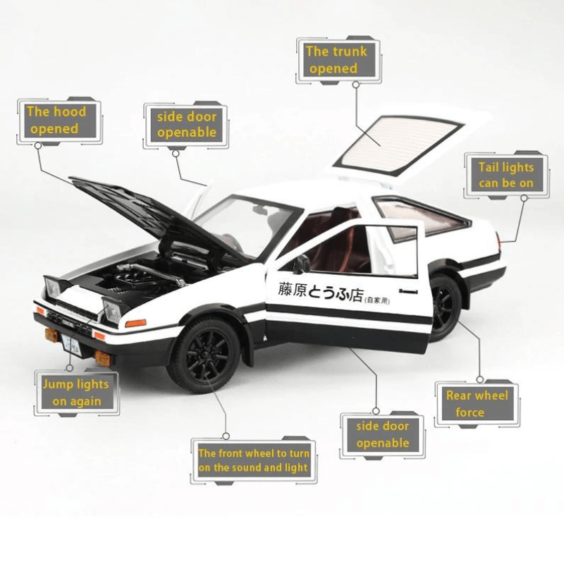 Toyota AE86 em Escala 1/32 (Modelo Fundido em Metal)