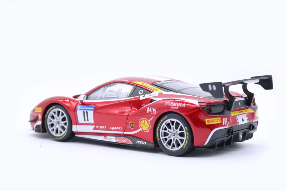 Ferrari 488 Challenge Vermelha em Escala 1/24 (Fundido em Liga de Metal)