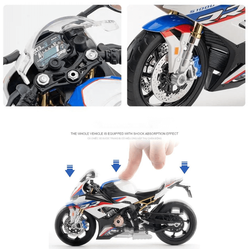 BMW S1000RR em Escala 1/9 (Liga de Metal Fundido)